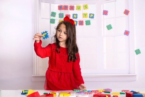 Child,Learns,Letters,And,Numbers,Through,Play.portrait,Of,A,4-year-old