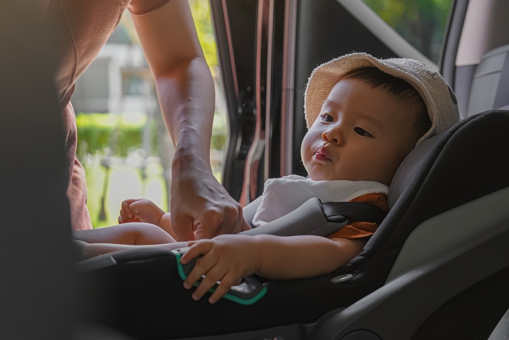 A,Baby,Boy,Feeling,Uncomfortable,In,The,Car,Seat.,Family